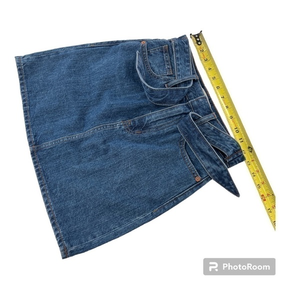 Madewell Rigid Haydel Wash Denim Straight Mini Skirt with Tie-Waist in Size 23 - Picture 7 of 10